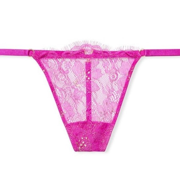 XS Victoria's Secret Love V-String Very Sexy Thong Panty Lace Mesh Underwear - Picture 7 of 10